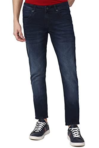 Peter England Men's Mid Wash Stretchable Mid Rise Jeans Dark Navy, 30