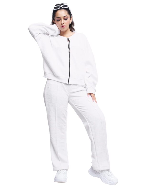 GRECIILOOKS Cotton Regular Woolen Co Ord Hoodie Set for Women Winter Wear | Full Sleeve (GL-W2070&TR1038_White