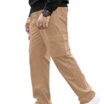 GRECIILOOKS Regular Fit Cotton Trousers Baggy Mid Rise Pants Cargos for Men (GL-TP-1049_Brown_L)