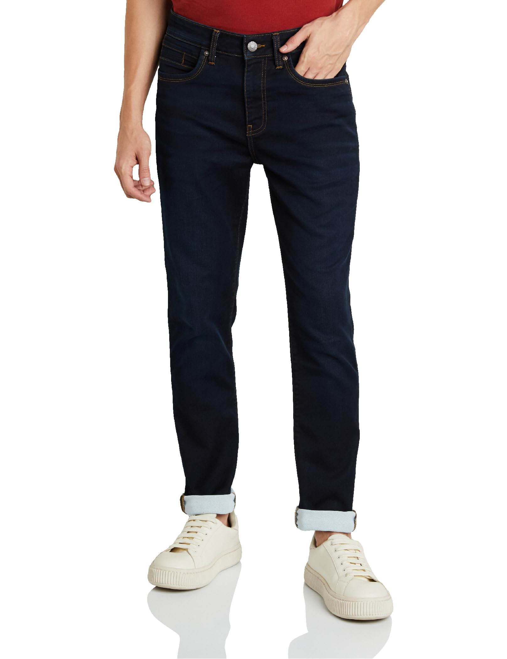Symbol Premium Men's Slim Fit Stretchable Jeans | Casual Denim | Cotton Stretch | Fashion Shades of Black & Blue (Available in Plus Size) (Dark Indigo_30), Mid Rise