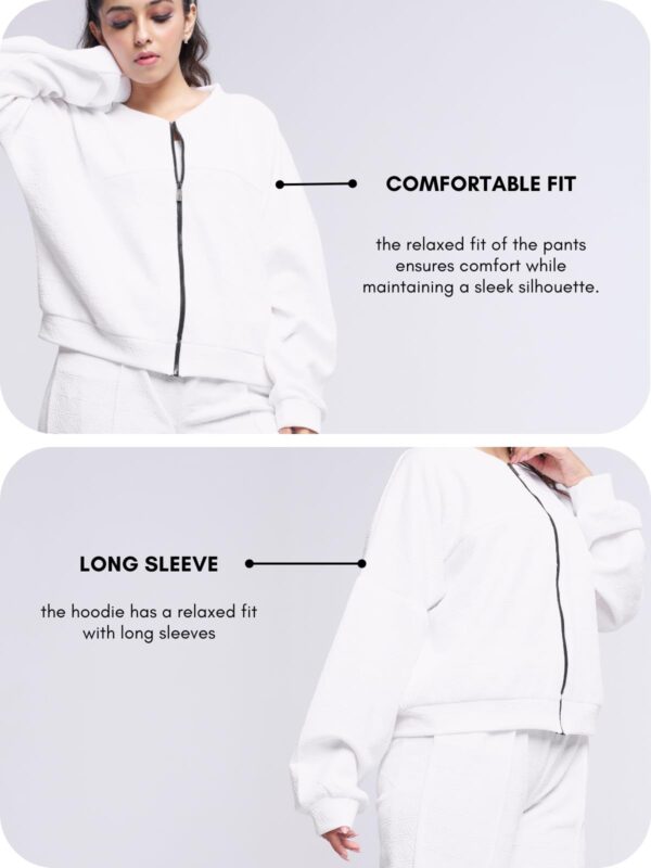 GRECIILOOKS Cotton Regular Woolen Co Ord Hoodie Set for Women Winter Wear | Full Sleeve (GL-W2070&TR1038_White - Image 4