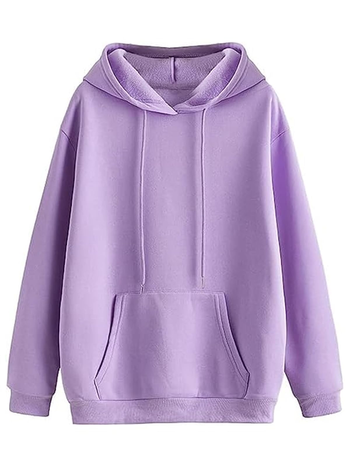 JUNEBERRY Women's Fleece Neck Hooded Regular Fit Sweatshirt (JB_W02_Lilac_Large_UL_Purple)