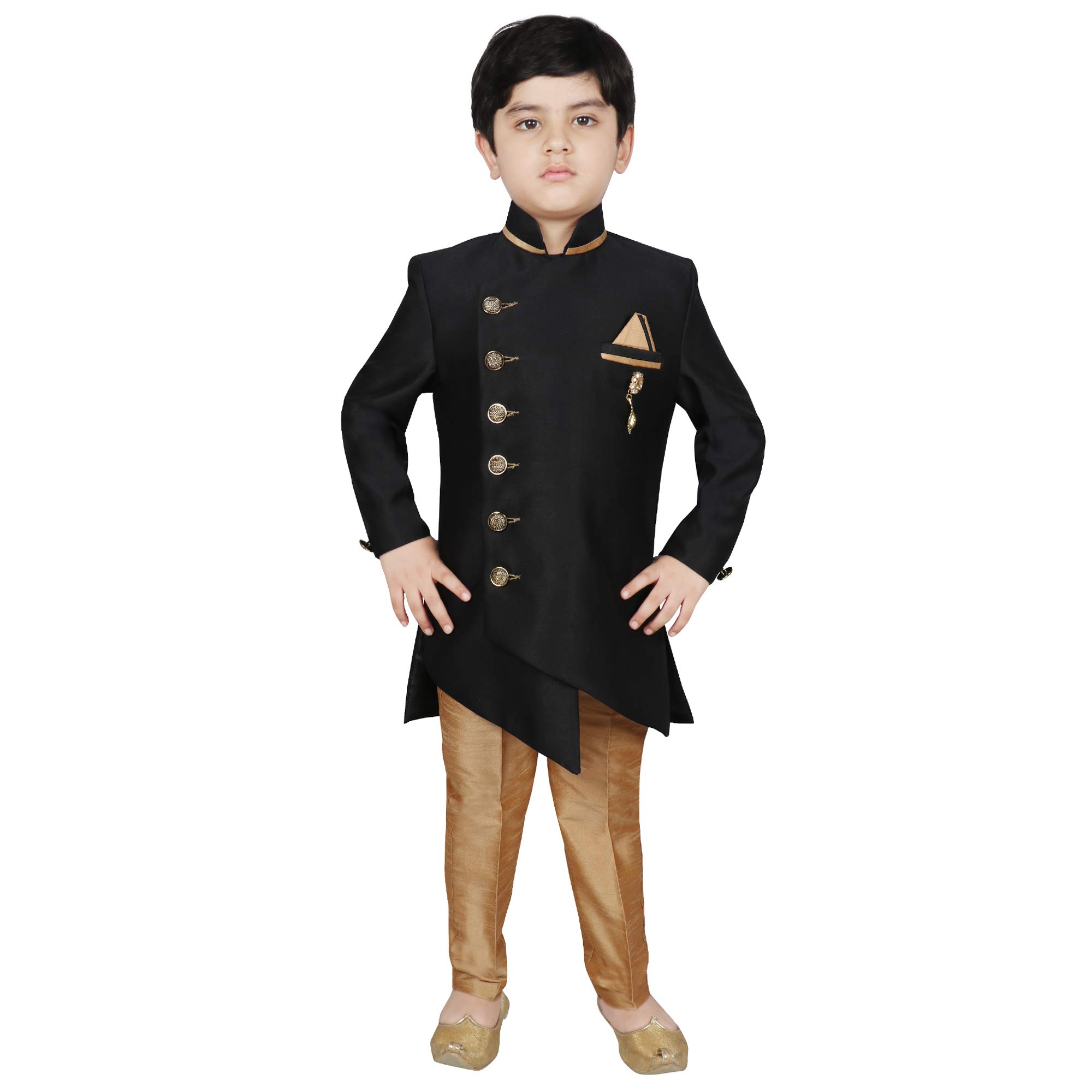SG YUVRAJ Kids Indo Western Sherwani Set For Boys (UP-G144-BLACK-3)