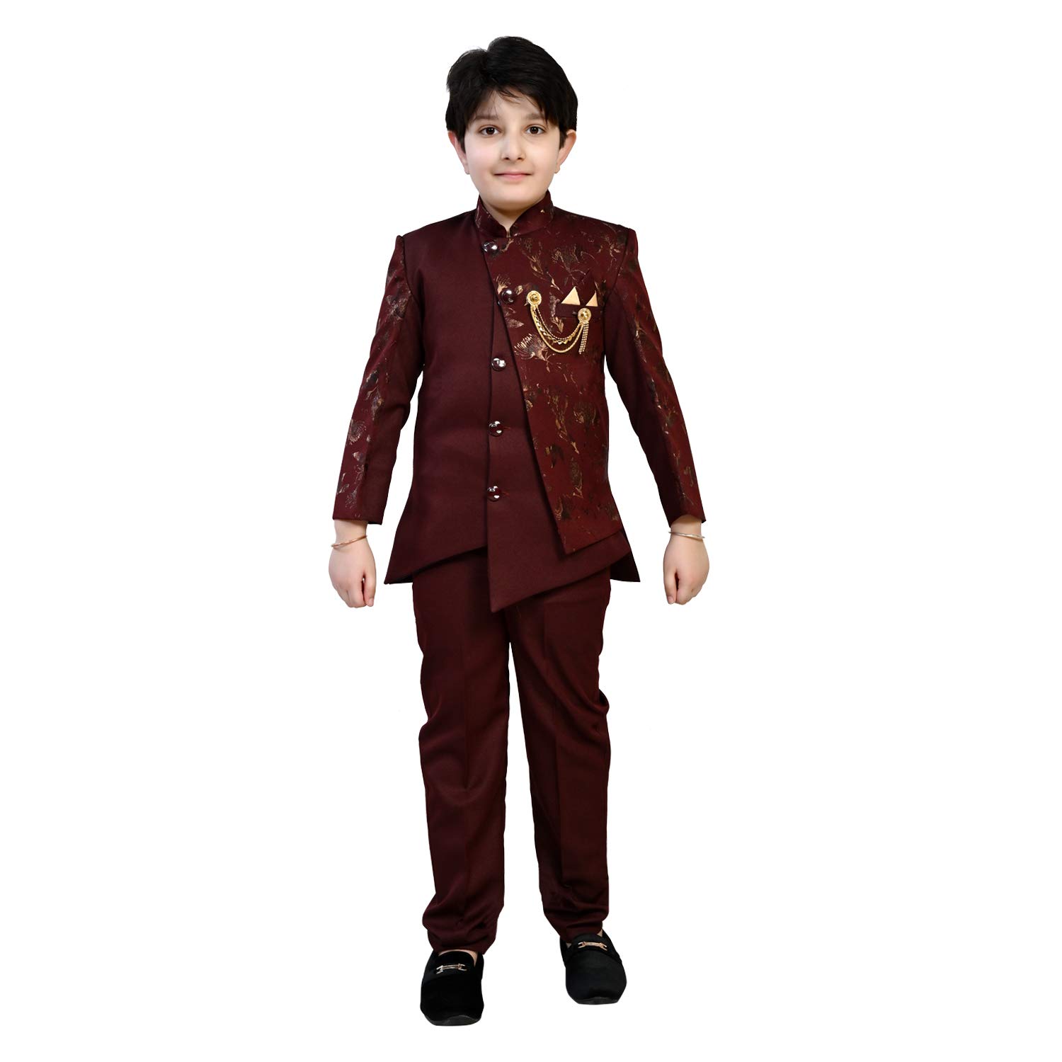 ZOLARIO Sherwani for Kids Boys, Ideal for Birthday, Marriage, Diwali and Other Functions. 3-4 years, Red color