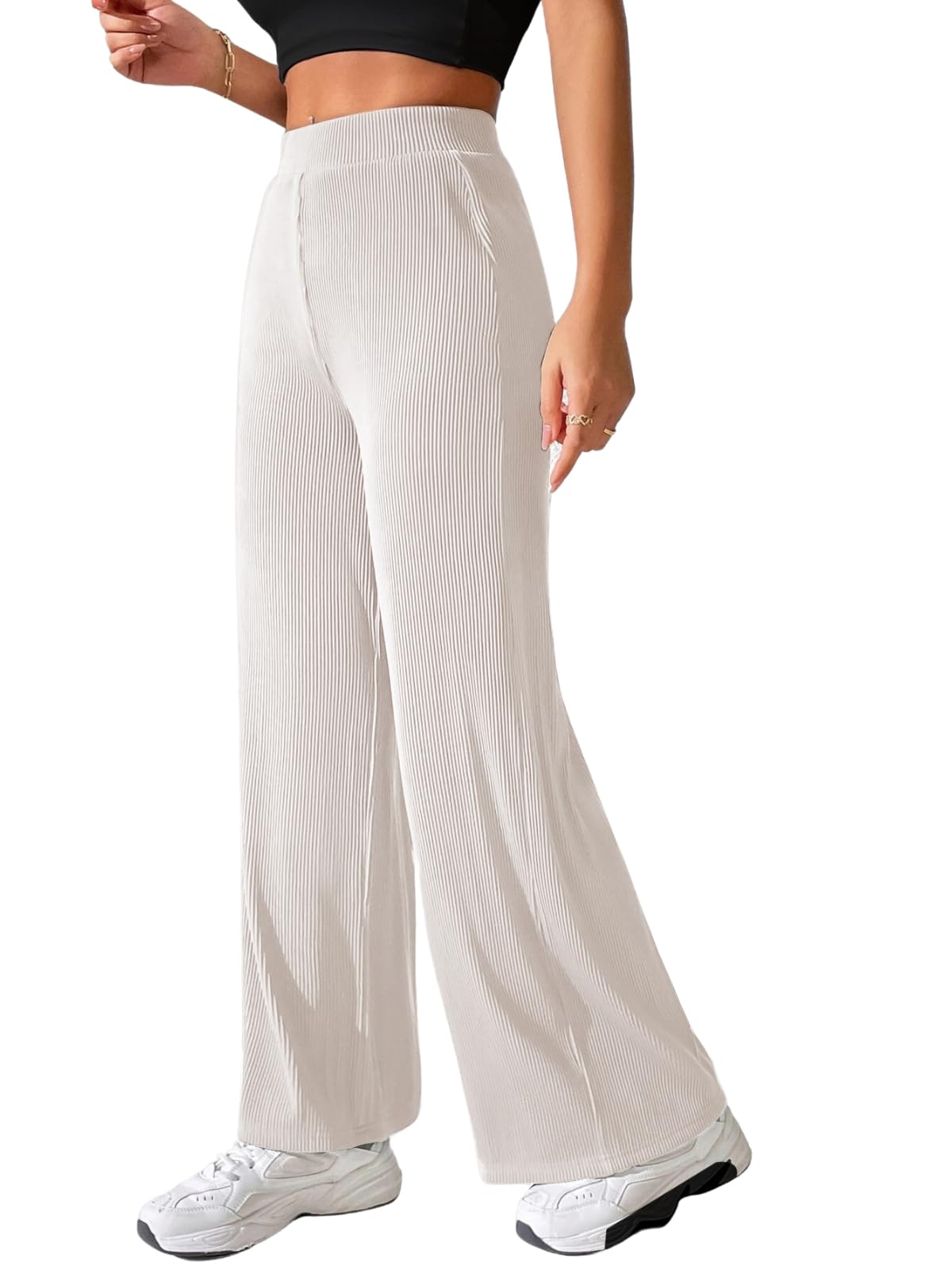 GRECIILOOKS Tailored Trousers for Women | Women Trousers | Women's High-Waisted Pant | Women Trousers Pants | Korean Trousers for Women (in, Alpha, 2XL, Regular, White)