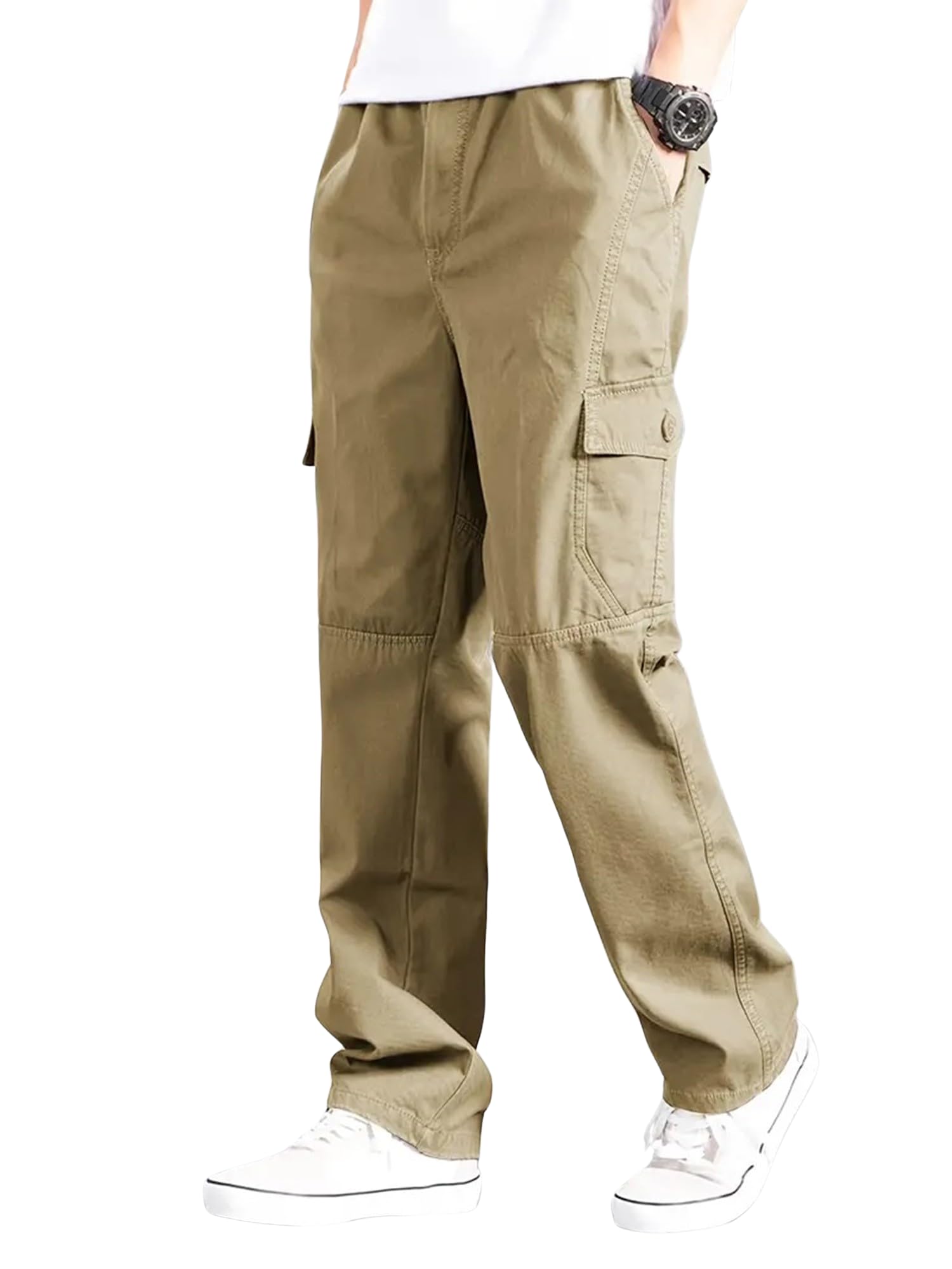 Lymio Men Cargo || Men Cargo Pants || Men Cargo Pants Cotton || Cargos for Men (Cargo-120-Khakhi-M)