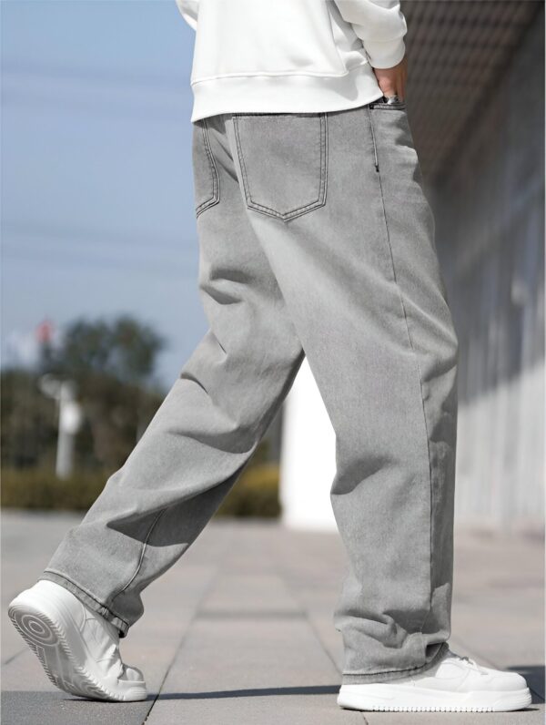 Ben Martin Grey Wide Leg Loose Baggy Jeans for Men, 32 - Image 7