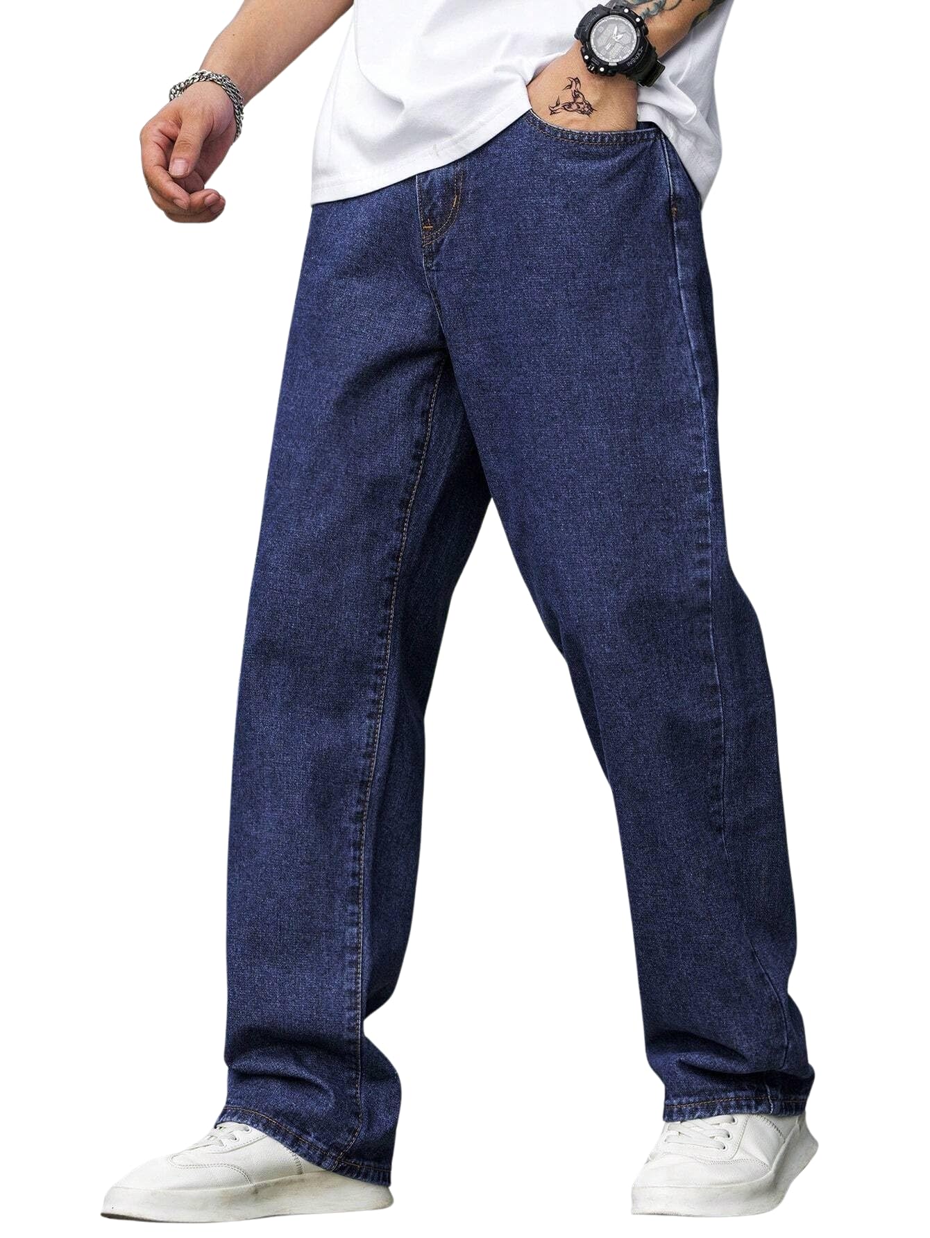 Lymio Men Jeans || Men Jeans Pants || Denim Jeans || Baggy Jeans for Men (baggy-08-34) Dark Blue