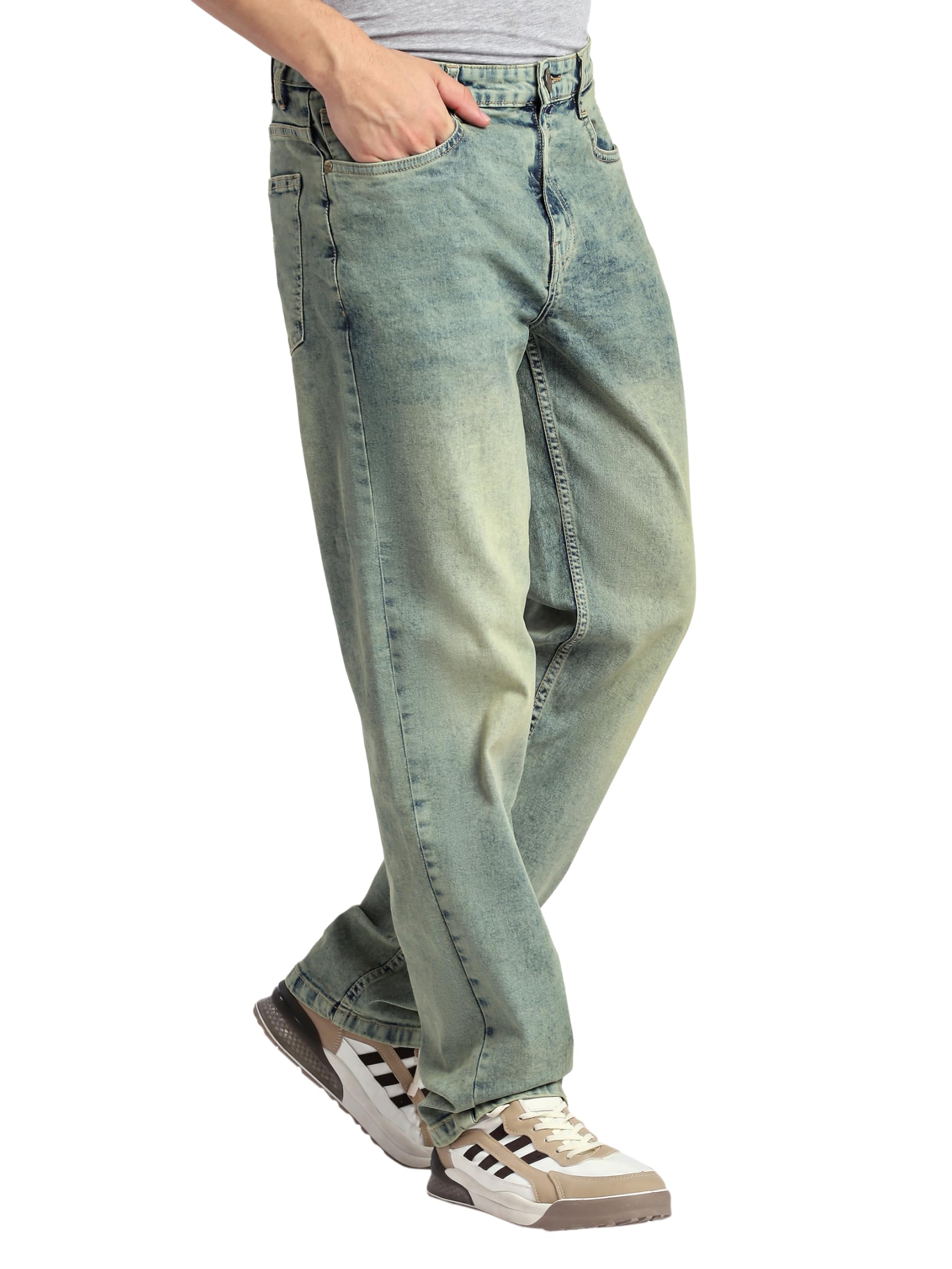 Beyoung Cotton Lycra Tinted Regular Fit Jeans for Men - Blue Green | Mid-Rise Jeans for Men | 5 Pocket Design | Stretchable Fabric