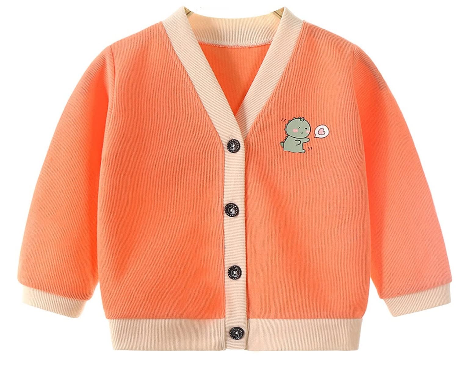 MOMISY Baby Boy & Girls Sweater Jacket Front Open Cardigan (3 to 4 Years, Orange)