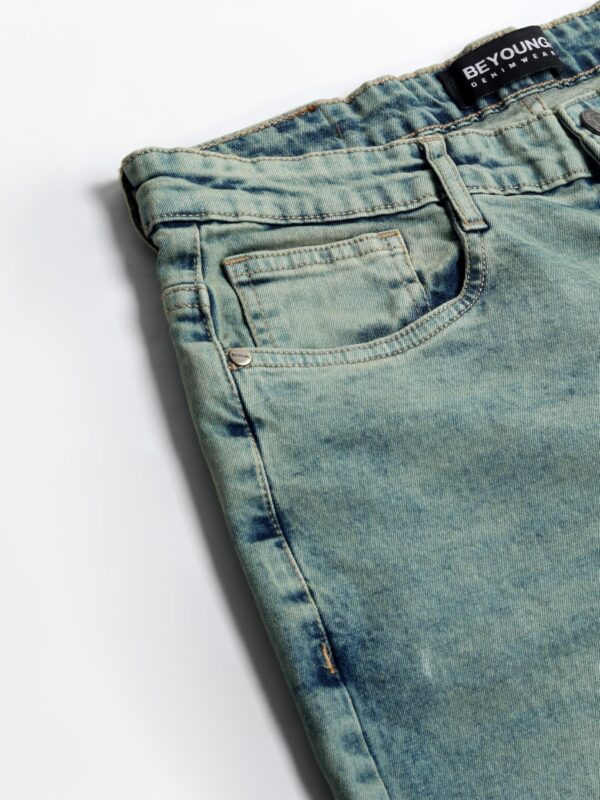 Beyoung Cotton Lycra Tinted Regular Fit Jeans for Men - Blue Green | Mid-Rise Jeans for Men | 5 Pocket Design | Stretchable Fabric - Image 4