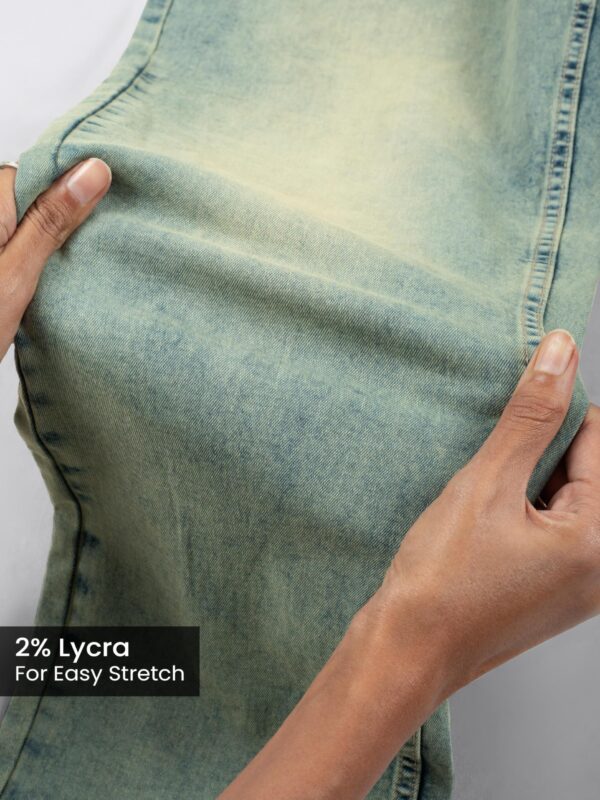 Beyoung Cotton Lycra Tinted Regular Fit Jeans for Men - Blue Green | Mid-Rise Jeans for Men | 5 Pocket Design | Stretchable Fabric - Image 3