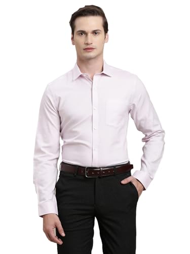 Turtle Men Giza Cotton Slim Fit Dobby Light Pink Formal Shirt