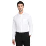 Park Avenue Men Reguler Fit Structure Pattern Pure Cotton Semi Cutaway Collar Full Sleeve Formal Shirt White