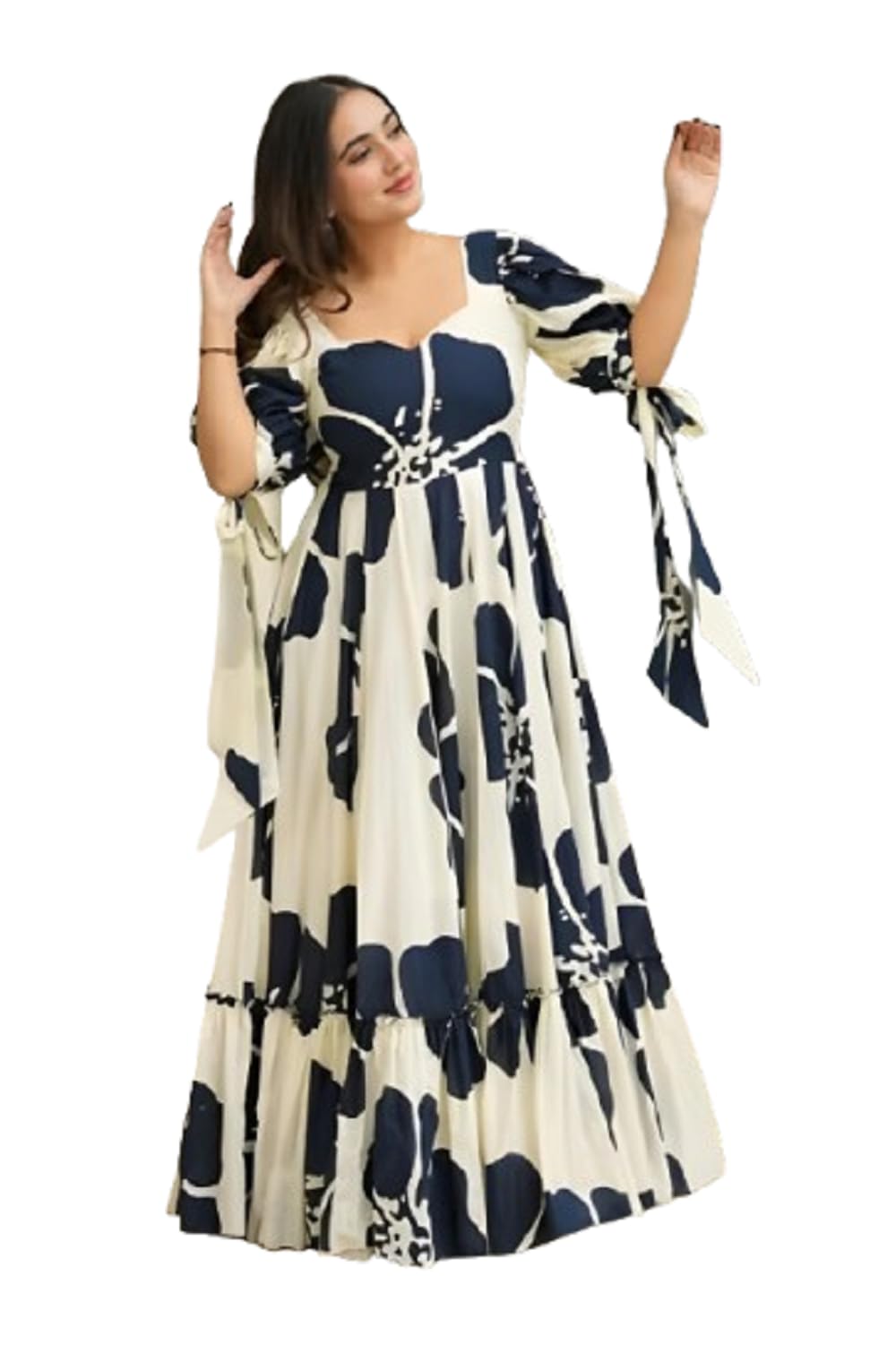 Women's Digital Floral Printed Long Gown || All Over Print Maxi Length Anarkali Stitched Gown for Women