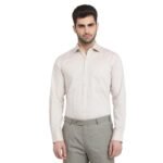 Raymond Men Regular Fit Structure Pattern Pure Cotton Semi Cutaway Collar Full Sleeve Formal Shirt (Size: 40)-RISZ00606-F5 Medium Fawn