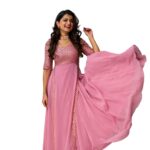 Fashion Basket Georgette Pink Anarkali Gown for Women