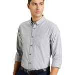 Symbol Premium Men's Stylish Checkered Buttondown Casual Shirt - Regular Fit | Plain | Full Sleeve | Cotton Semi Formal Wear (Available in Plus Size) (Mid Grey_S)