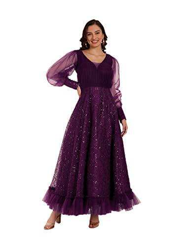 TILISM Women Purple Party FIT and Flare Dress