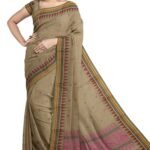 SENSAN Women’s Kanchi Cotton Saree with Blouse Piece [SKU:761] (Tussar)
