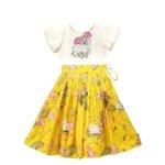 Girls Readymade Crop Top With Lehenga - Taffeta Silk Embroidered Lehenga Choli - Perfect for Ethnic, Party & Wedding (Yellow, 6 Years - 7 Years)
