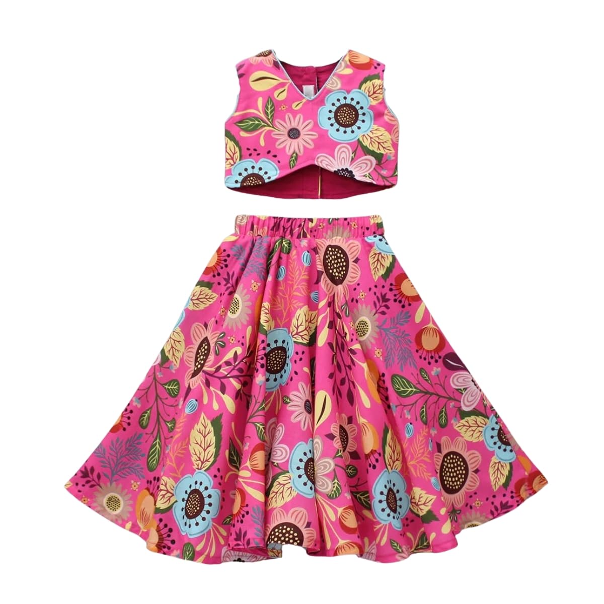 Helene Girl's Cotton Bandhani Printed Lehenga Choli Set | Full Stitched Ethnic Wear | 2-8 Years (6-7 Years, Pink)