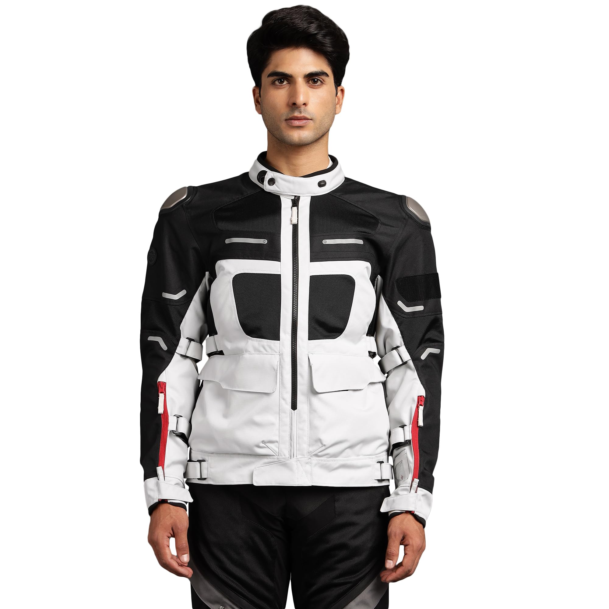 CROSSROADER JKT LIGHT GREY (2XL) 46 CM-Knox CE Level 2 Protectors At Shoulders And Elbow, Ergo Protech Armours CE Level 1 At Chest Ce Level 2 At Back For Excellent Impact Protection