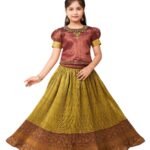 Aarika Girls Ethnic Wear Maroon Colour Hand Embroidery Lace Work Brocade Lehenga Choli Set (5-11 Years)