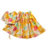 Q-one Store Girls Floral Printed Lehenga Choli Set | Ethnic Indian Traditional Dress for Kids | Navratri Wear for Girls (3-8 Years) (Yellow, 6-7 Years)