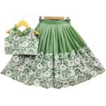 LAKAAE Girls Embroidered georgette Silk Full Stitched Lehenga Choli Set | Girls Ethnic Wear | Readymade Traditional Dress (6-7 Years, Pista)